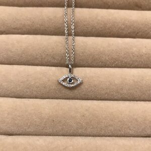 Evil eye necklace 14k white gold with diamonds 0.04ct